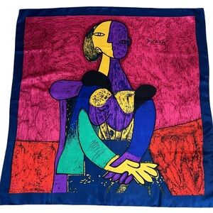 Vintage 80s Picasso Signature Colorful Scarf